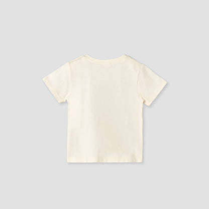 Juniors Crew Neck Short Sleeves T-shirt and Dungaree Set with Checks Detail