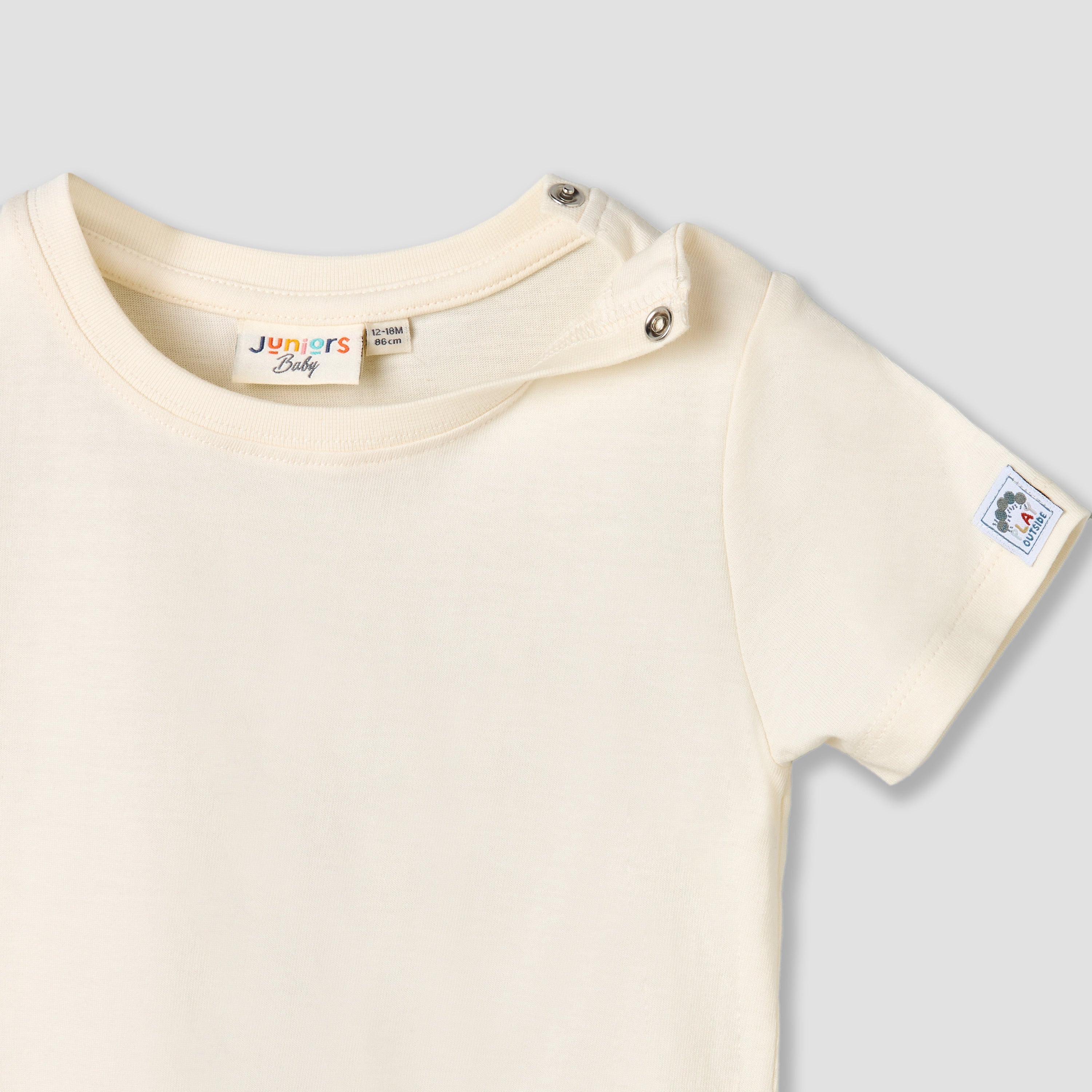 Juniors Crew Neck Short Sleeves T-shirt and Dungaree Set with Checks Detail
