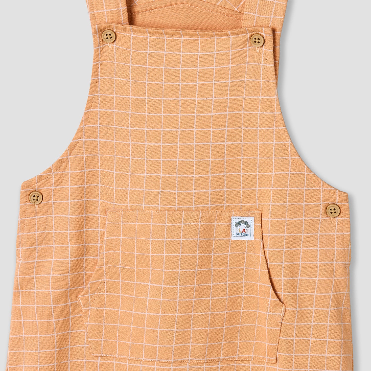 Juniors Crew Neck Short Sleeves T-shirt and Dungaree Set with Checks Detail