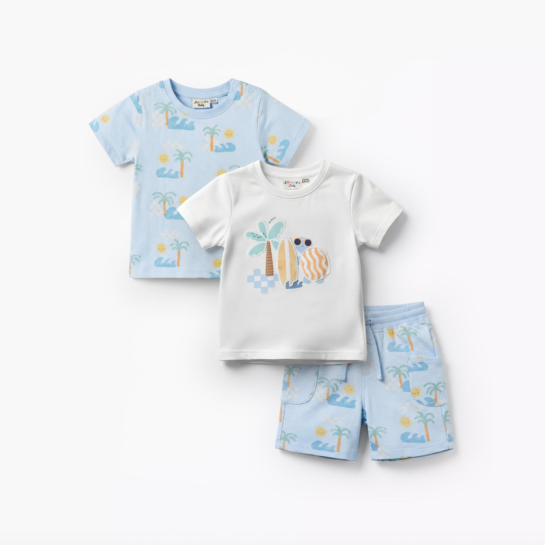 Set of 3 Juniors Clothing Set with Surf Print - Multicolour / 24-36 mths