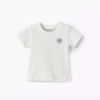 Juniors Crew Neck Short Sleeves T-shirt and Dungaree Set with Marine Print