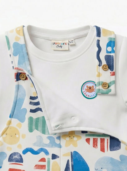 Juniors Crew Neck Short Sleeves T-shirt and Dungaree Set with Marine Print-baby-boys-clothing-setsandcoords-image-4