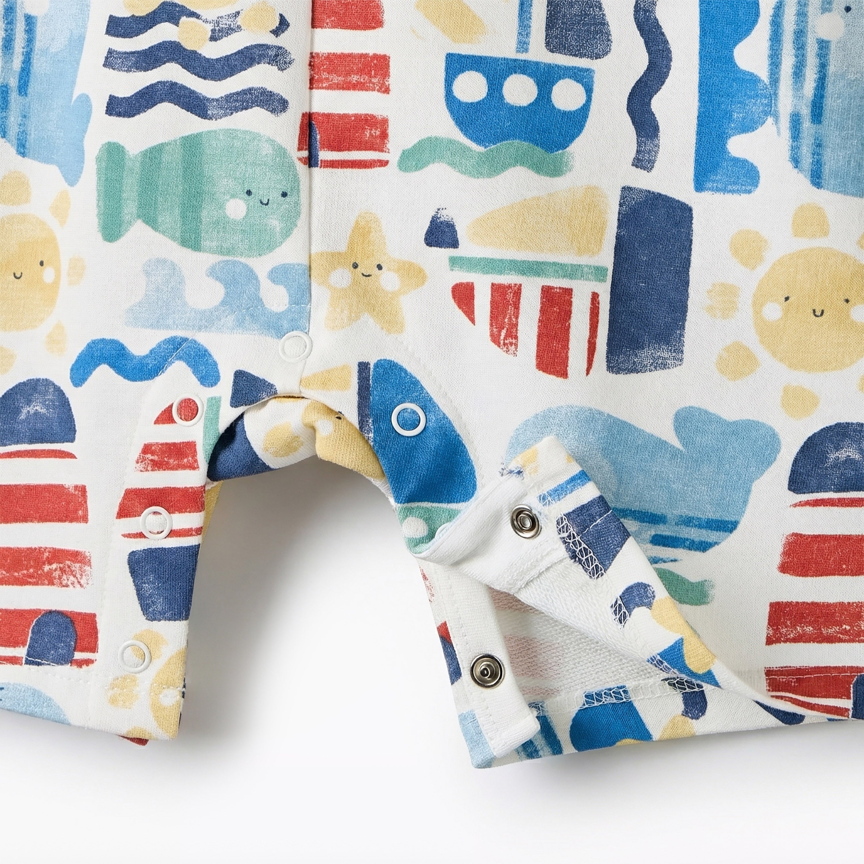 Juniors Crew Neck Short Sleeves T-shirt and Dungaree Set with Marine Print