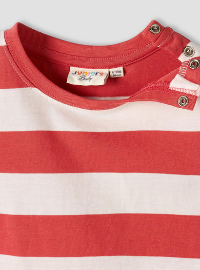 Juniors Crew Neck Short Sleeve T-shirt and Dungaree Set with Snap Button Closure-baby-boys-clothing-setsandcoords-image-6