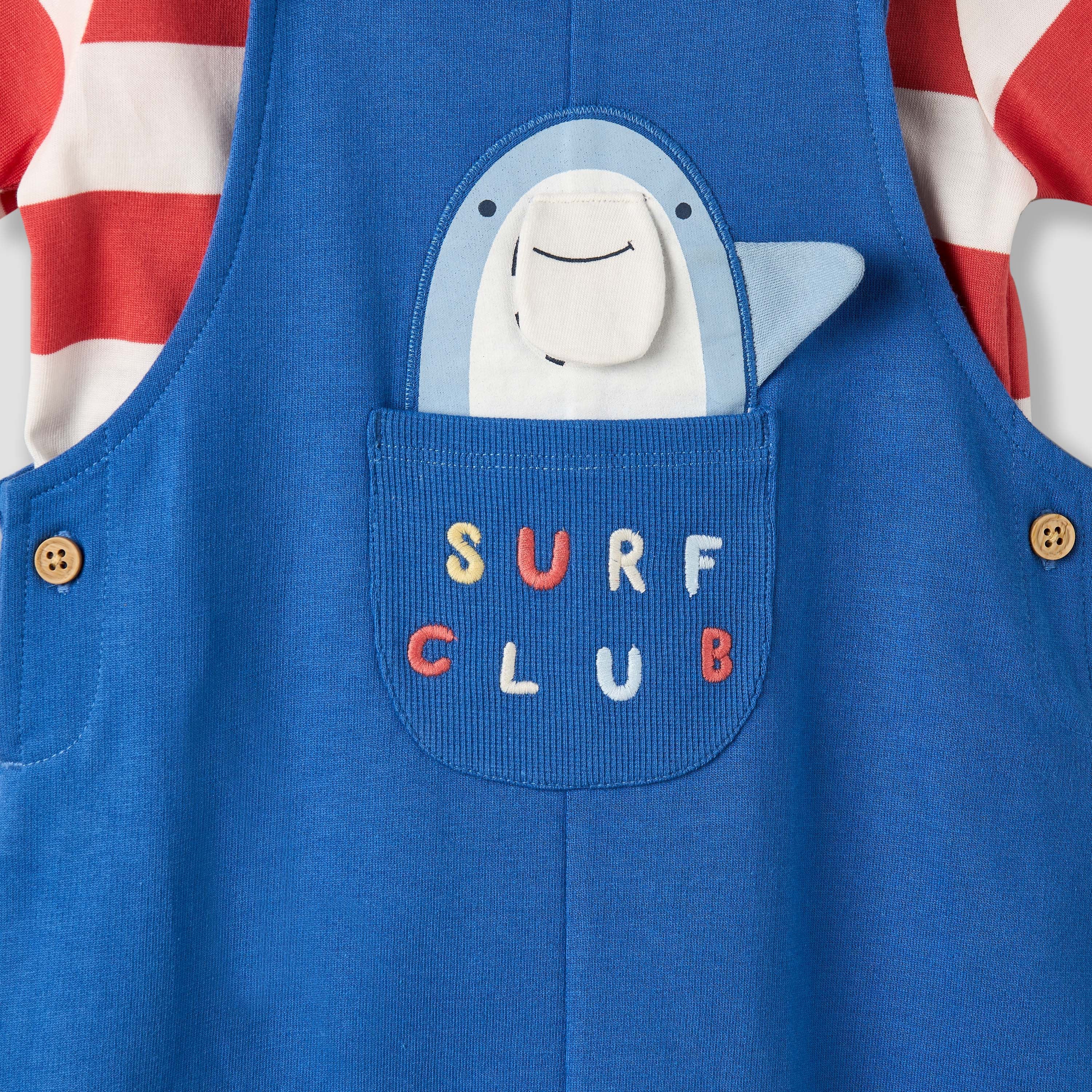 Juniors Crew Neck Short Sleeve T-shirt and Dungaree Set with Snap Button Closure