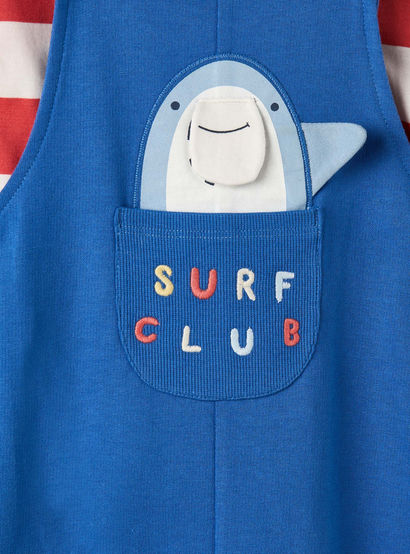 Juniors Crew Neck Short Sleeve T-shirt and Dungaree Set with Snap Button Closure-baby-boys-clothing-setsandcoords-image-9