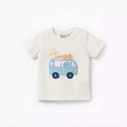Set of 3 Juniors Crew Neck Short Sleeves T-shirt and Shorts Set with Applique Accent