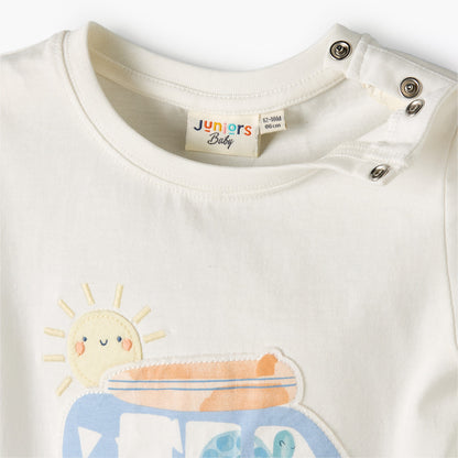 Set of 3 Juniors Crew Neck Short Sleeves T-shirt and Shorts Set with Applique Accent