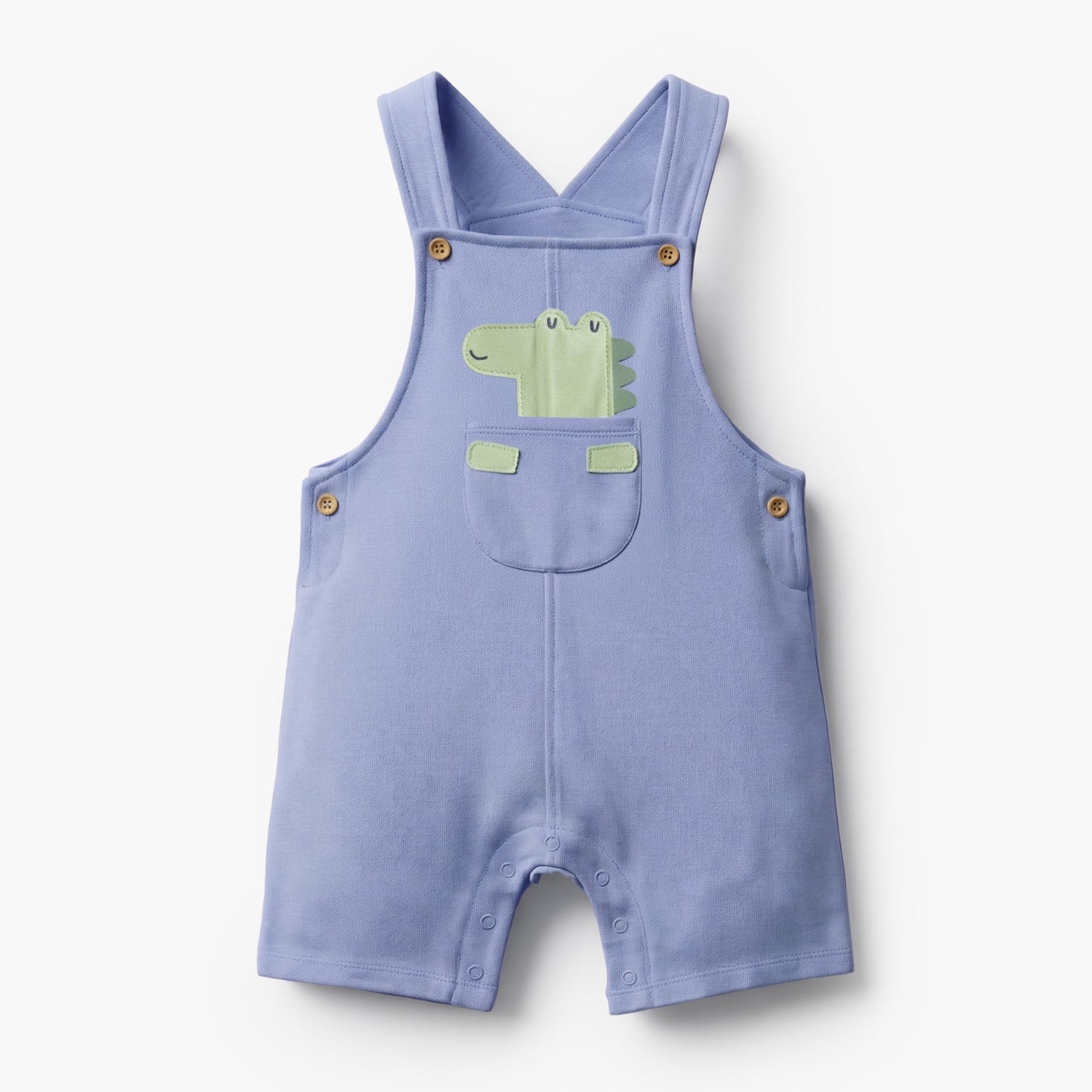 Juniors Crew Neck Short Sleeves T-shirt and Dungaree set with Dinosaur Applique