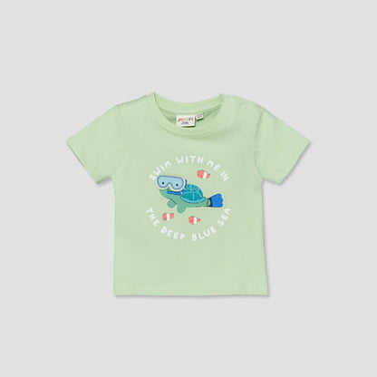 Set of 3 Juniors Crew Neck Short Sleeves T-shirt and Shorts Set with Applique Detail