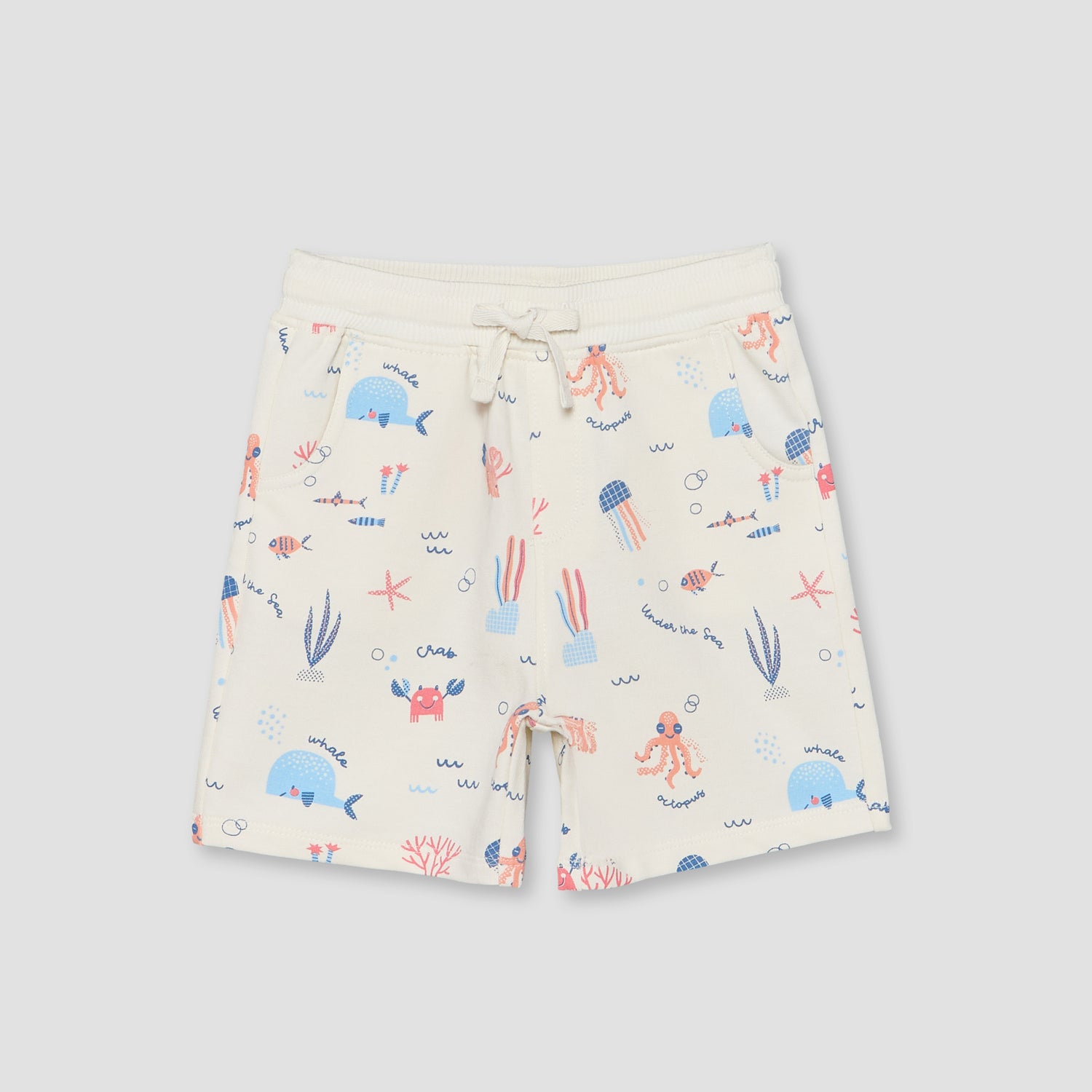 Set of 3 Juniors Crew Neck Short Sleeves T-shirt and Shorts Set with Underwater Print