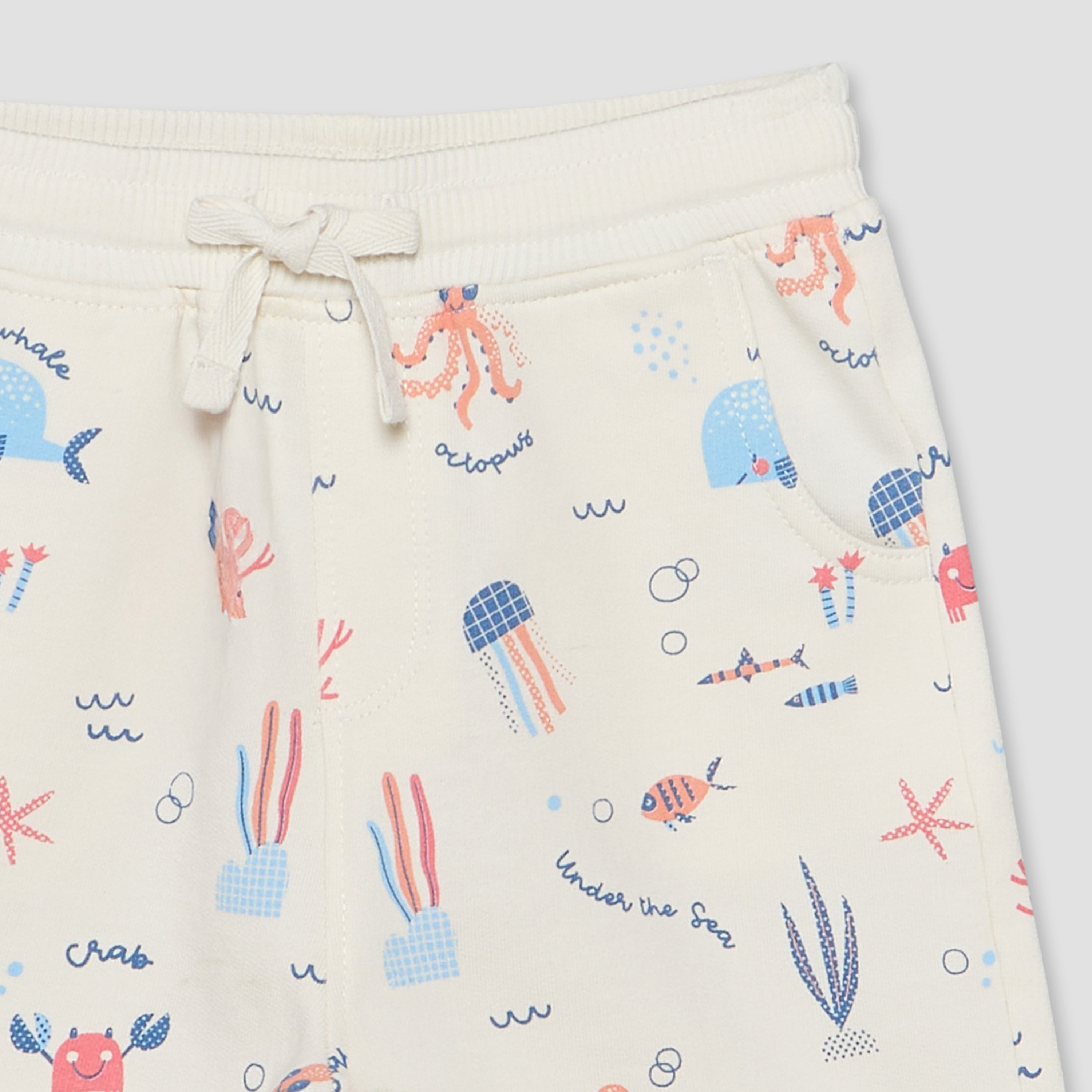 Set of 3 Juniors Crew Neck Short Sleeves T-shirt and Shorts Set with Underwater Print