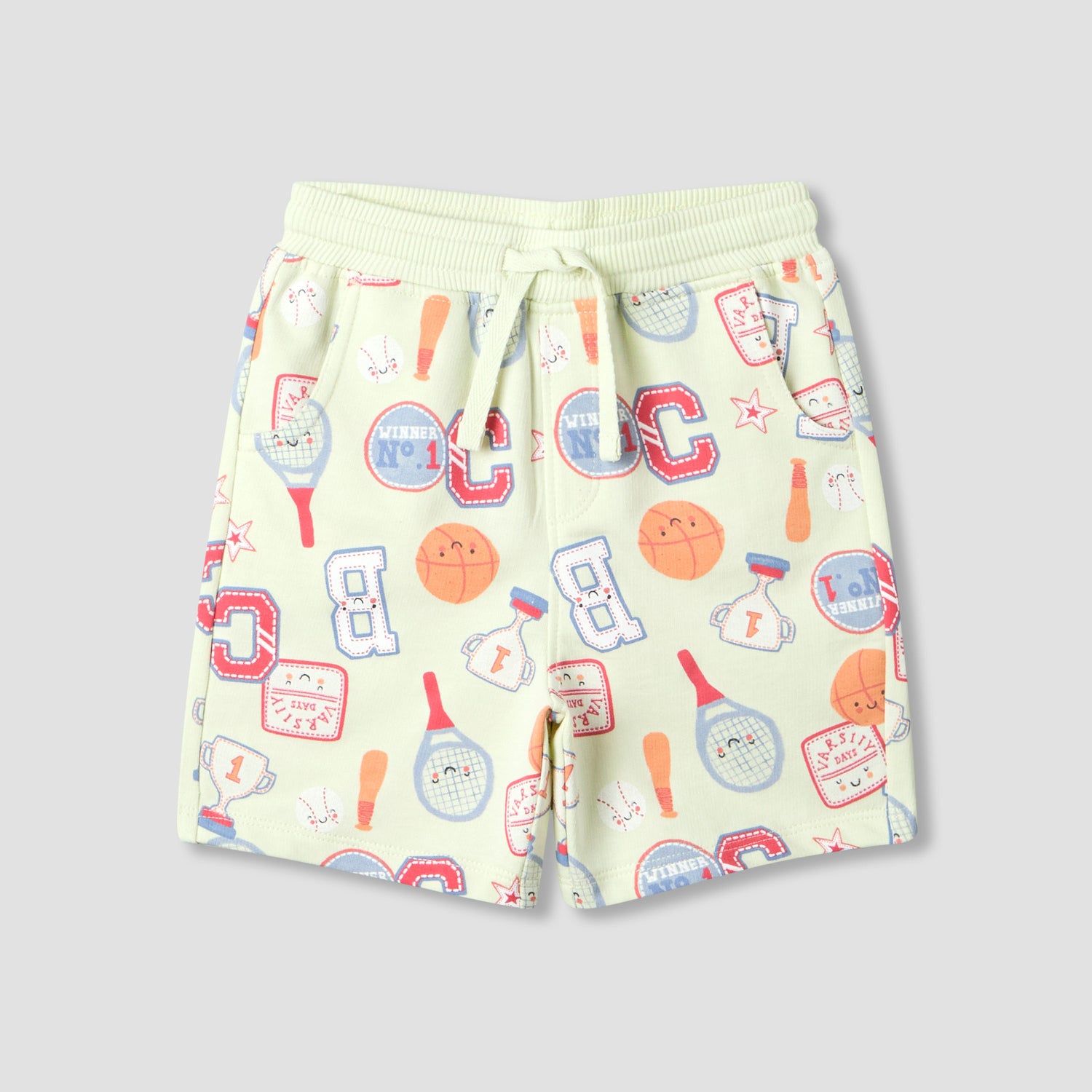 Set of 3 Juniors Round Neck Short Sleeve T-shirt and Shorts Set with Print