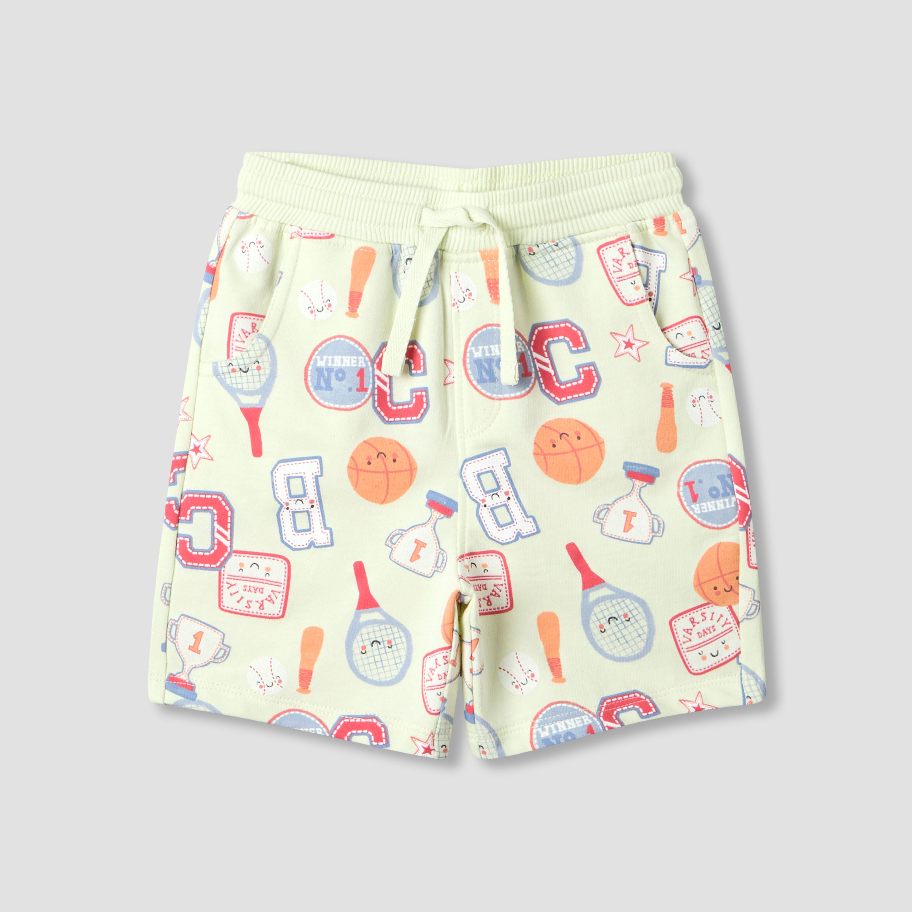 Set of 3 Juniors Round Neck Short Sleeve T-shirt and Shorts Set with Print