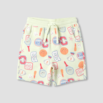 Set of 3 Juniors Round Neck Short Sleeve T-shirt and Shorts Set with Print