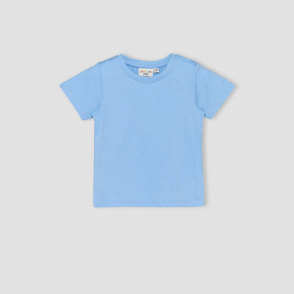 Juniors Crew Neck Short Sleeves T-shirt and Dungaree Set with Elephant Applique