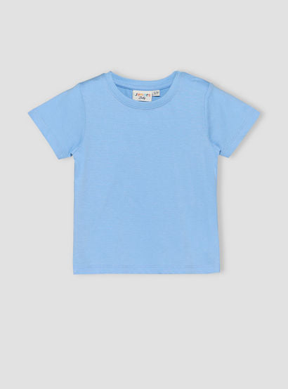 Juniors Crew Neck Short Sleeves T-shirt and Dungaree Set with Elephant Applique-baby-boys-clothing-setsandcoords-image-4
