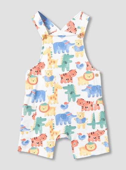 Juniors Crew Neck Short Sleeves T-shirt and Dungaree Set with Safari Print-baby-boys-clothing-setsandcoords-image-4