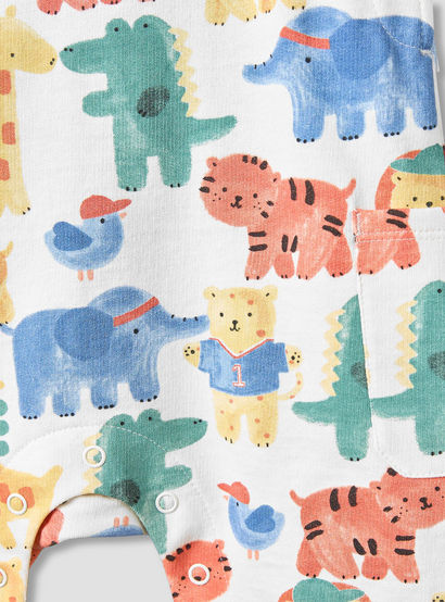 Juniors Crew Neck Short Sleeves T-shirt and Dungaree Set with Safari Print-baby-boys-clothing-setsandcoords-image-8