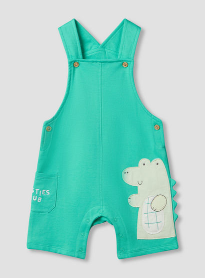 Juniors Round Neck Short Sleeve T-shirt and Dungaree Set with Alligator Applique-baby-boys-clothing-setsandcoords-image-4