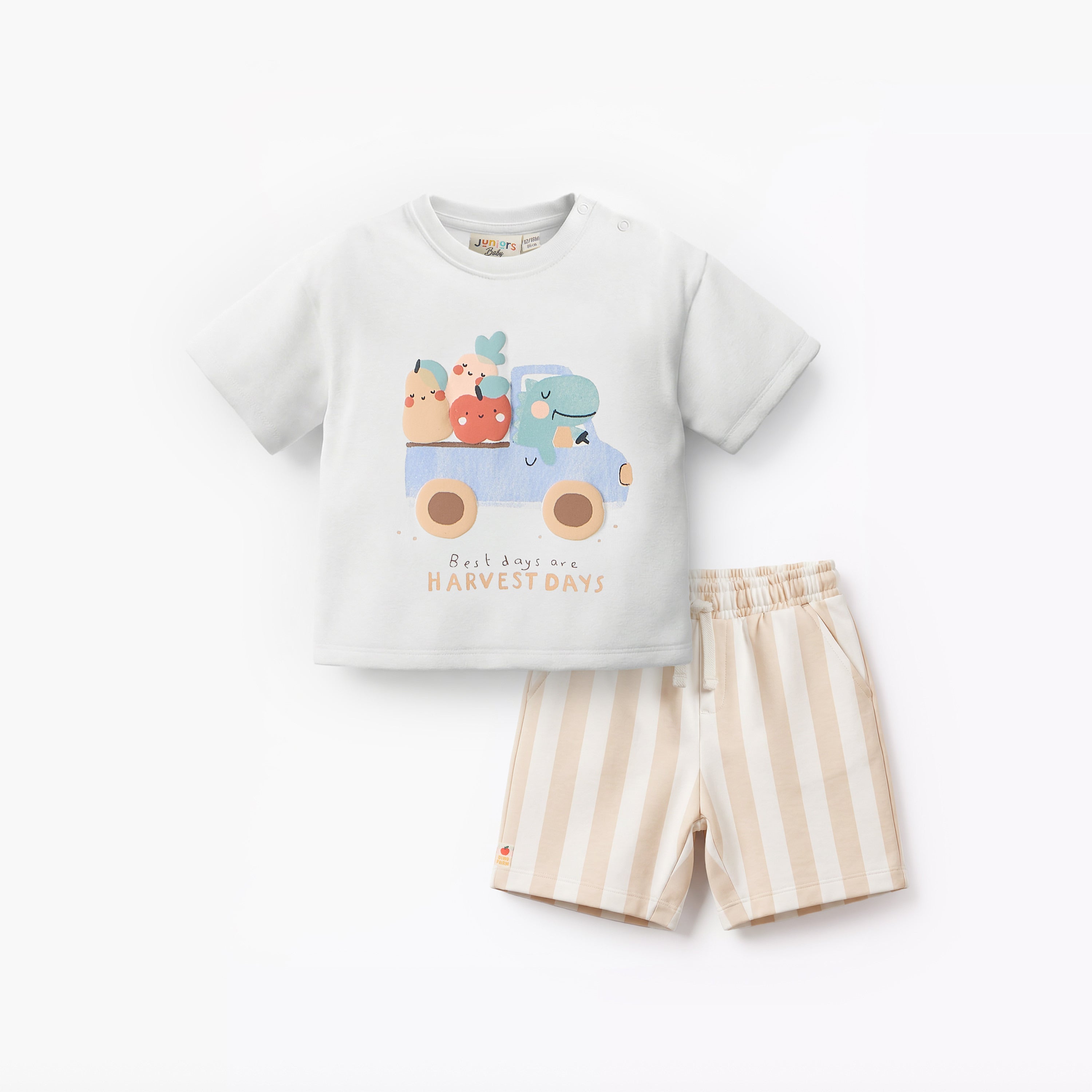 Juniors Crew Neck Short Sleeves T-shirt and Shorts Set with Print - Multicolour / 12-18 mths