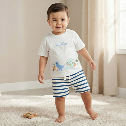 Juniors Crew Neck Short Sleeves T-shirt and Shorts Set with Print