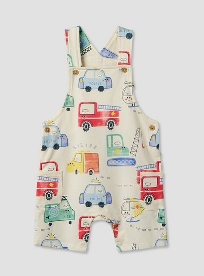 Juniors Crew Neck Short Sleeves T-shirt and Dungaree Set with Vehicle Print-baby-boys-clothing-setsandcoords-image-3
