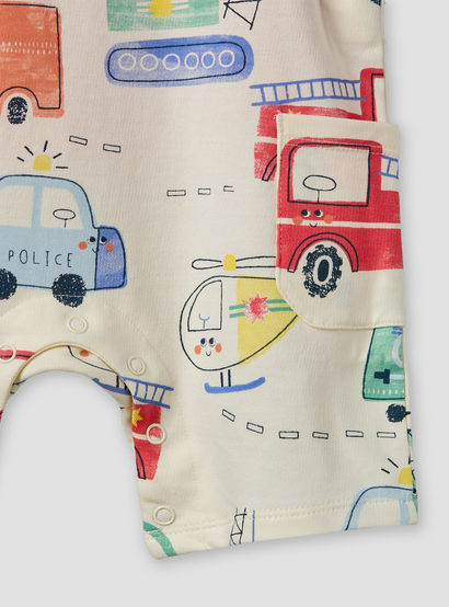 Juniors Crew Neck Short Sleeves T-shirt and Dungaree Set with Vehicle Print-baby-boys-clothing-setsandcoords-image-6