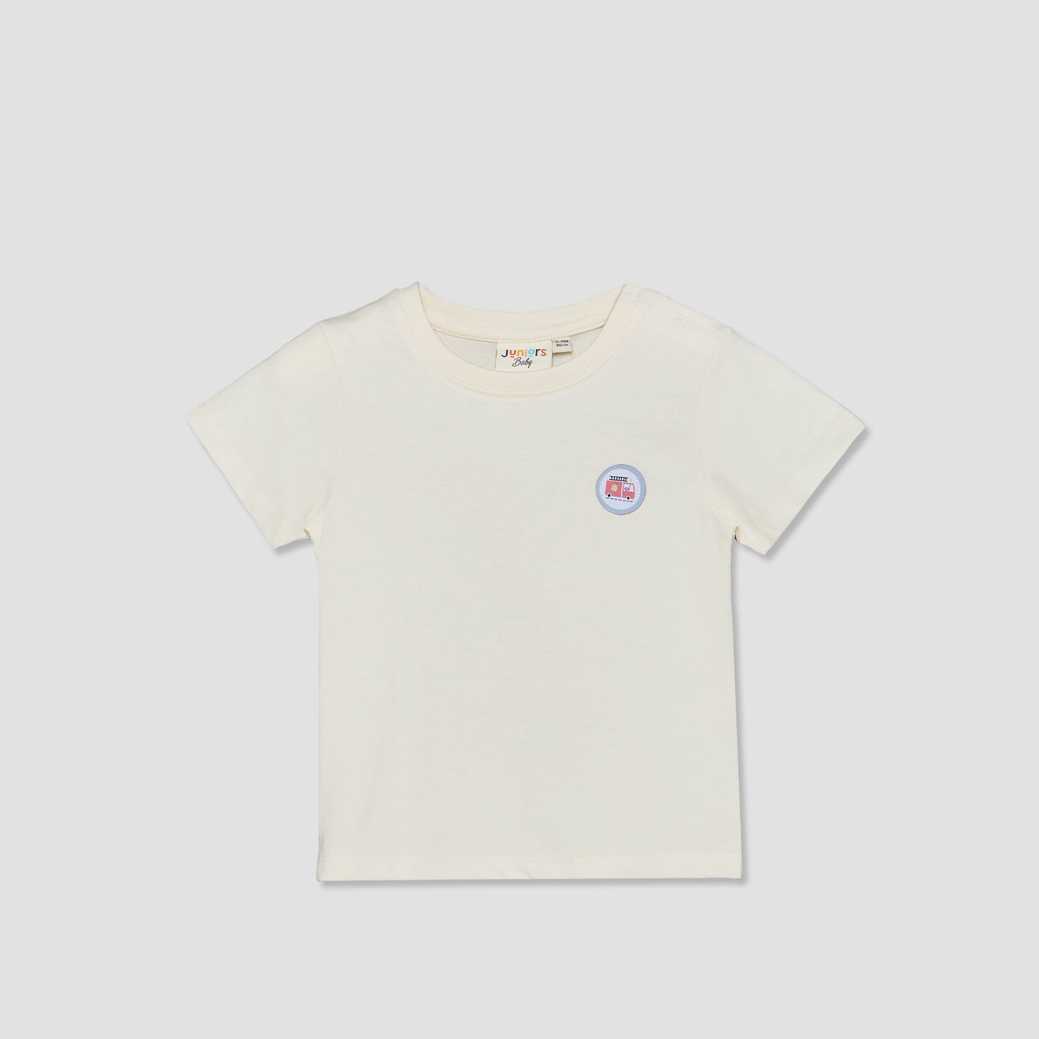 Juniors Crew Neck Short Sleeves T-shirt and Dungaree Set with Vehicle Applique