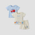 Set of 3 Juniors Round Neck Short Sleeves T-shirt and Shorts Set with Applique Detail - Multicolour / 24-36 mths