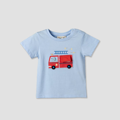 Set of 3 Juniors Round Neck Short Sleeves T-shirt and Shorts Set with Applique Detail