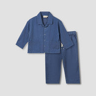 Juniors Camp Collar Long Sleeves Shirt and Pants Set with Pockets-undefined-image-1