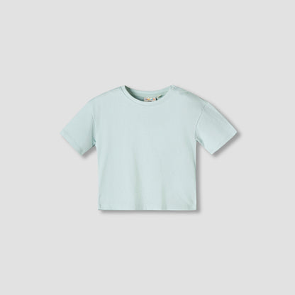 Juniors Round Neck Short Sleeve T-shirt and Dungaree Set with Cap