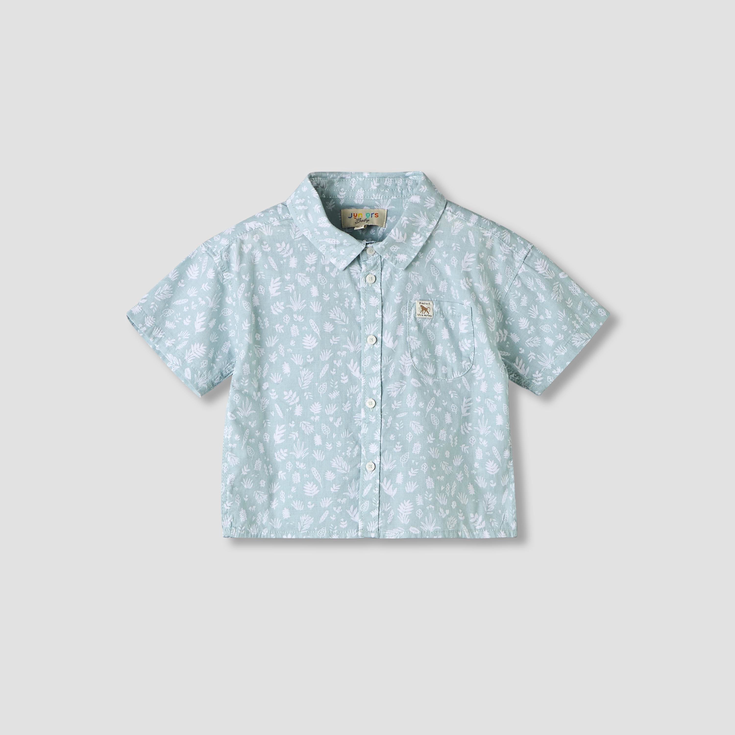 Juniors Collared Short Sleeves Shirt and Shorts Set with Print