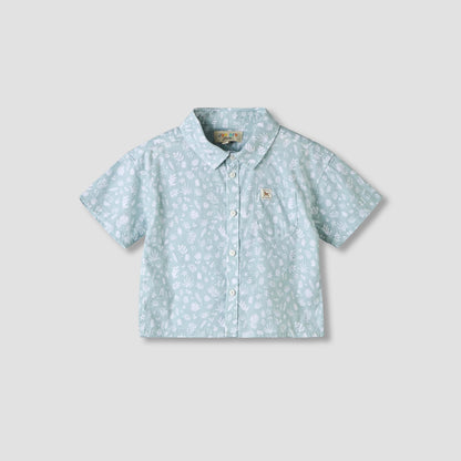 Juniors Collared Short Sleeves Shirt and Shorts Set with Print