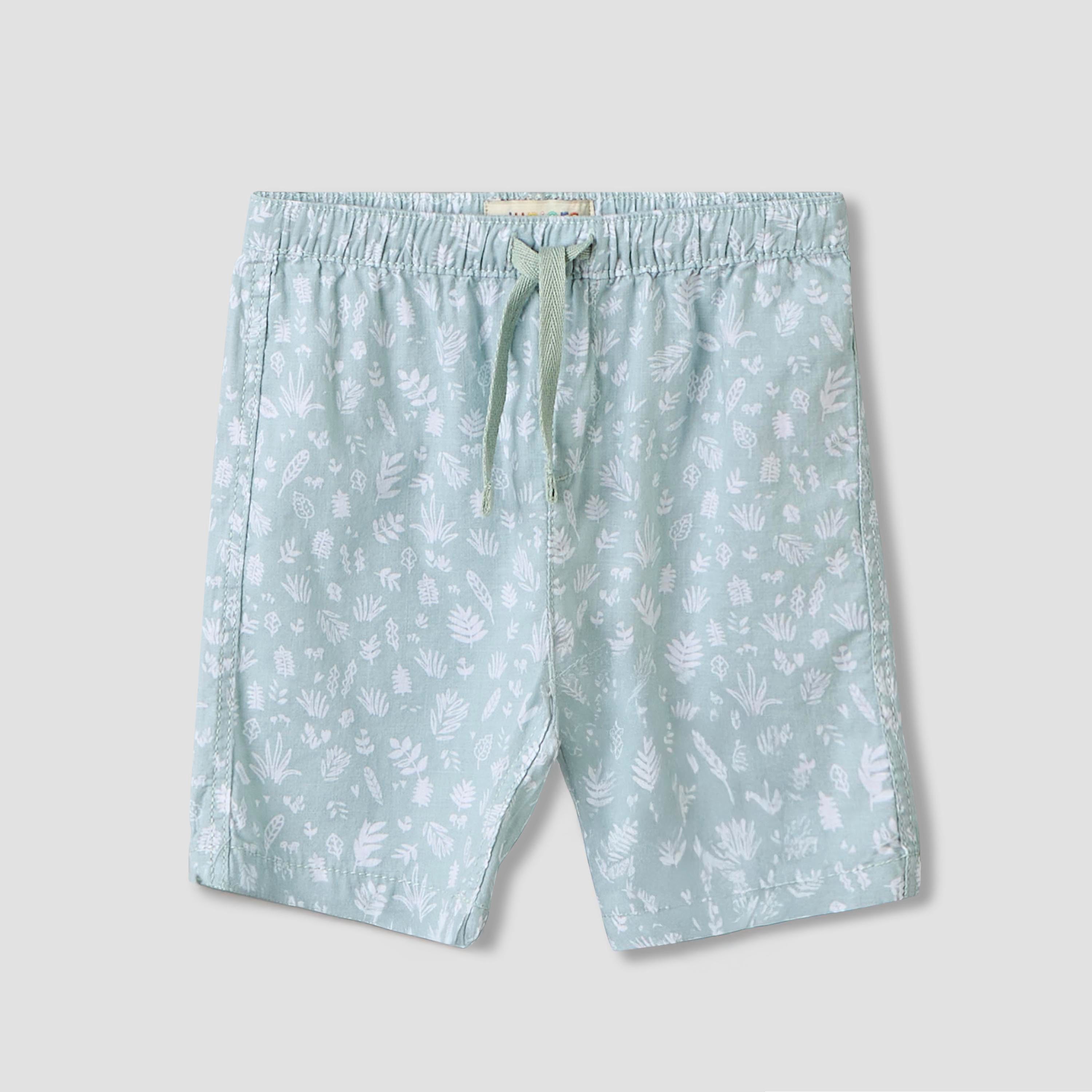 Juniors Collared Short Sleeves Shirt and Shorts Set with Print
