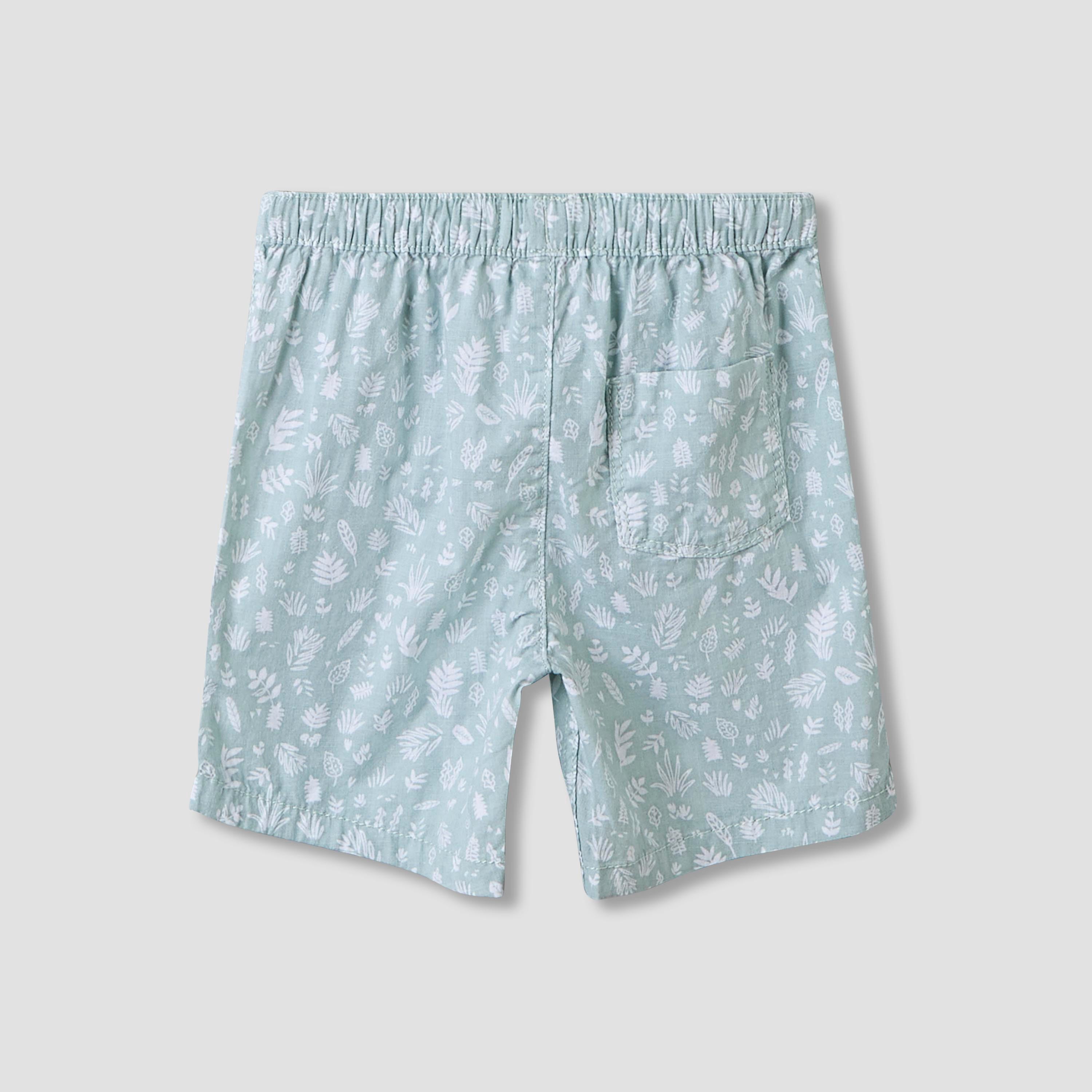 Juniors Collared Short Sleeves Shirt and Shorts Set with Print