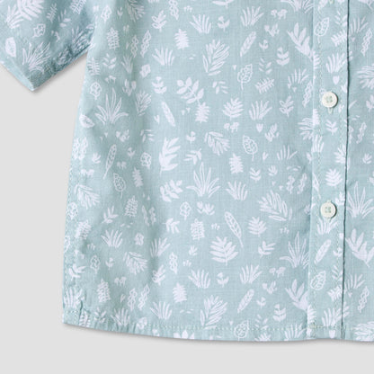 Juniors Collared Short Sleeves Shirt and Shorts Set with Print