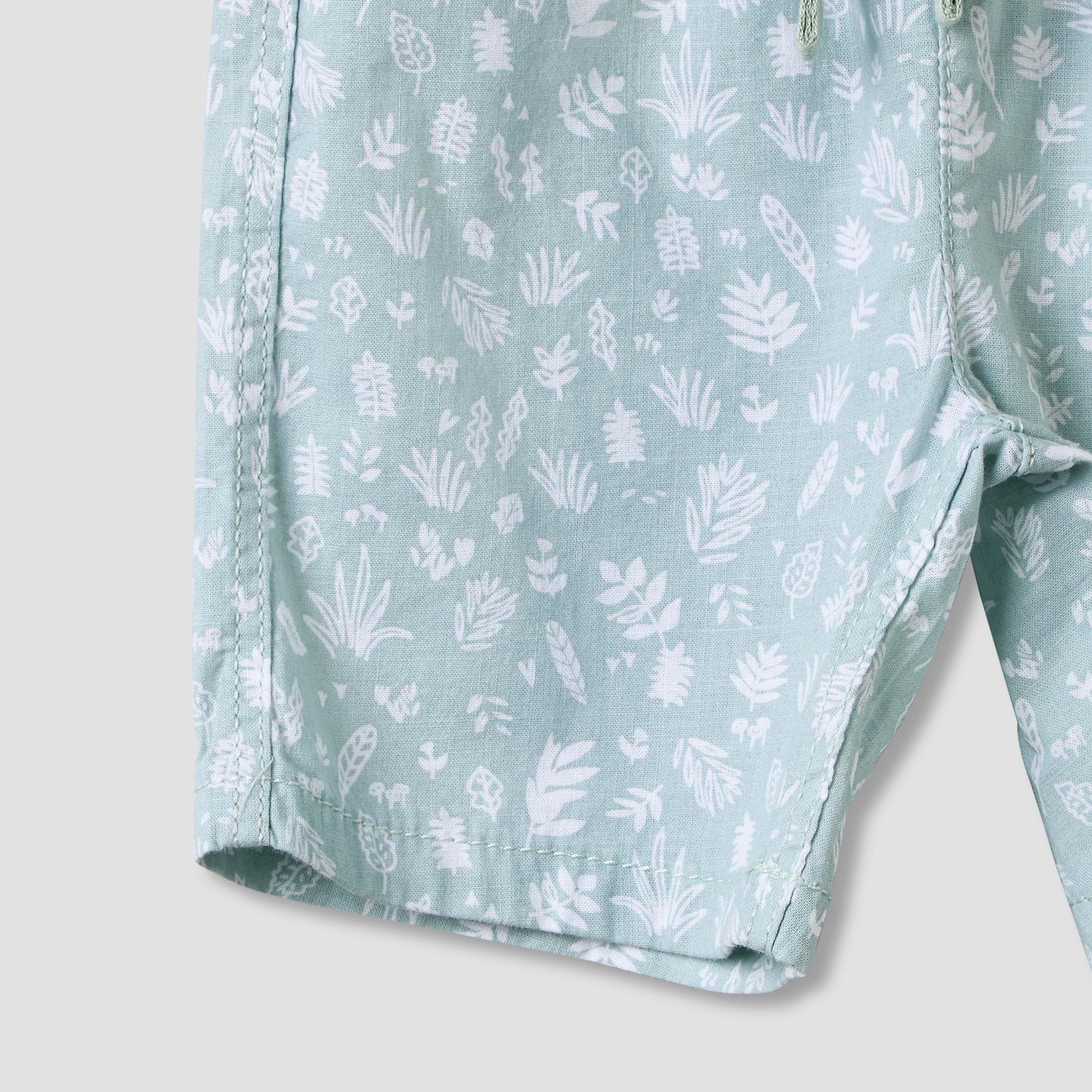 Juniors Collared Short Sleeves Shirt and Shorts Set with Print