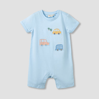 Juniors Crew Neck Short Sleeve Romper with Snap Button Closure - Pack of 2