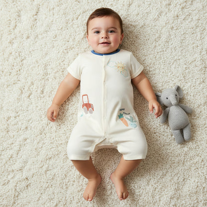 Pack of 2 Juniors Crew Neck Short Sleeves Romper with Fun Print