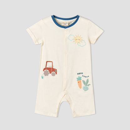 Pack of 2 Juniors Crew Neck Short Sleeves Romper with Fun Print