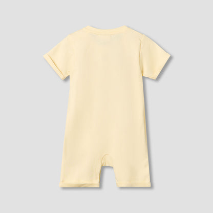 Juniors Crew Neck Short Sleeves Romper with Animal Embroidery
