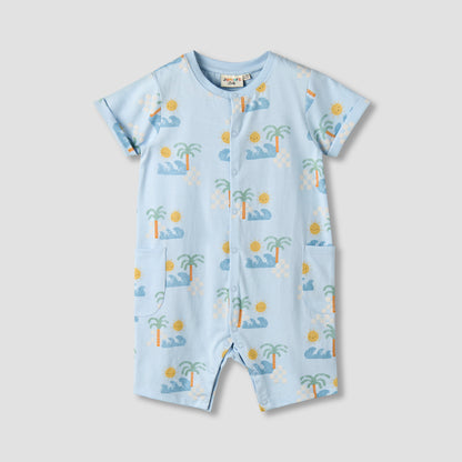Pack of 2 Juniors Crew Neck Short Sleeves Romper with Snap Button Closure