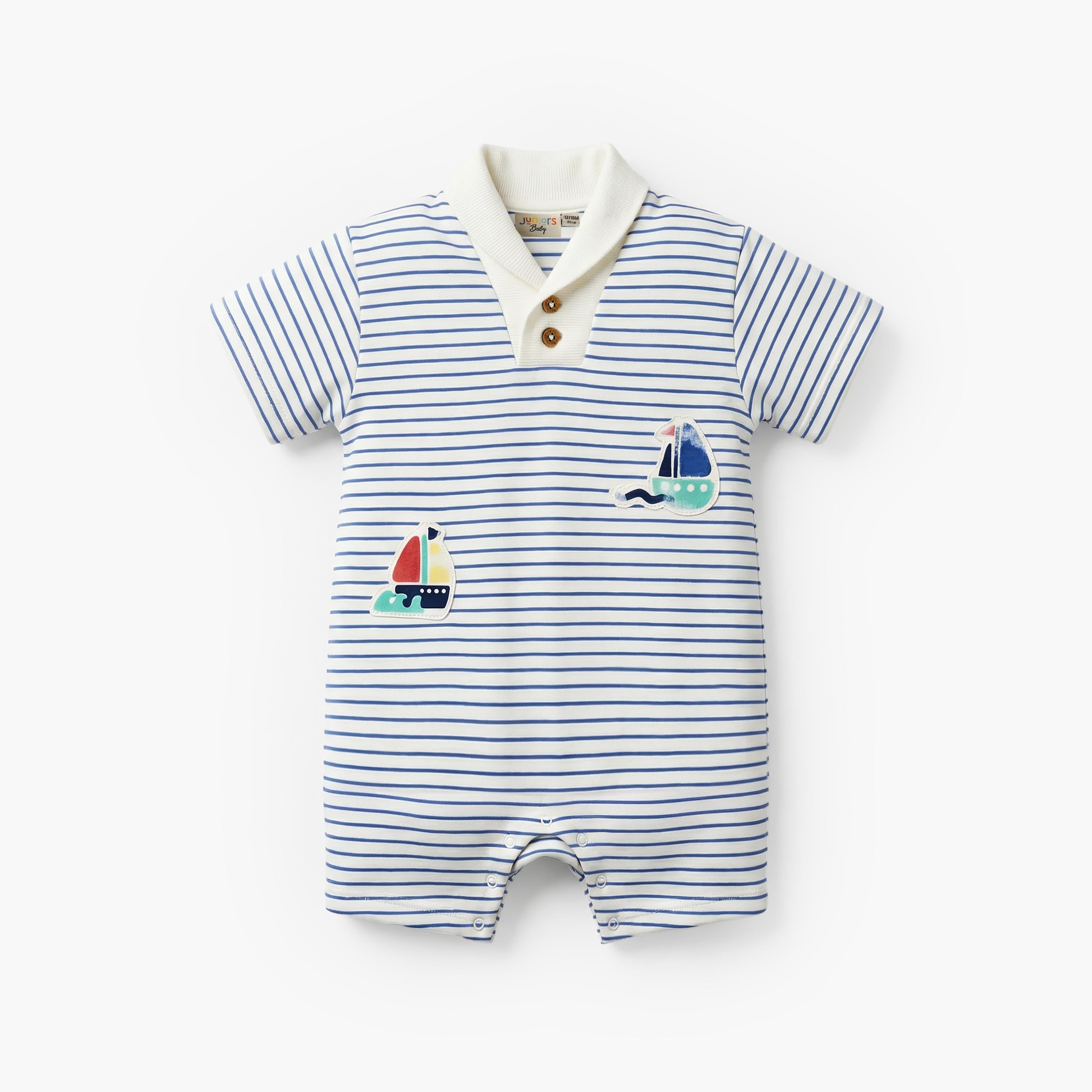 Pack of 2 Juniors Collared Neck Short Sleeve Romper with Embroidery