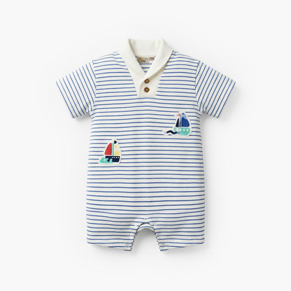 Pack of 2 Juniors Collared Neck Short Sleeve Romper with Embroidery