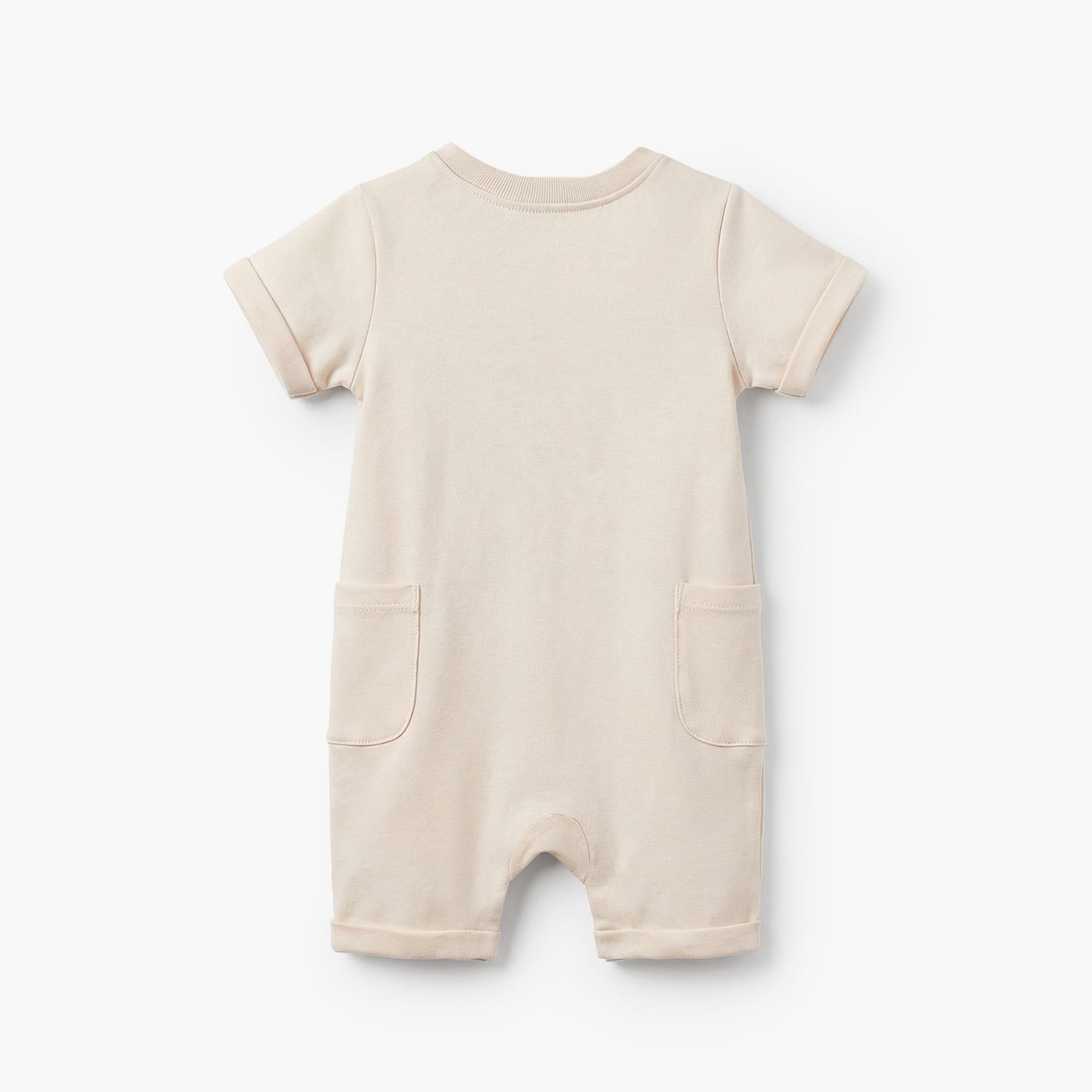 Juniors Crew Neck Short Sleeves Romper with Island Embroidery