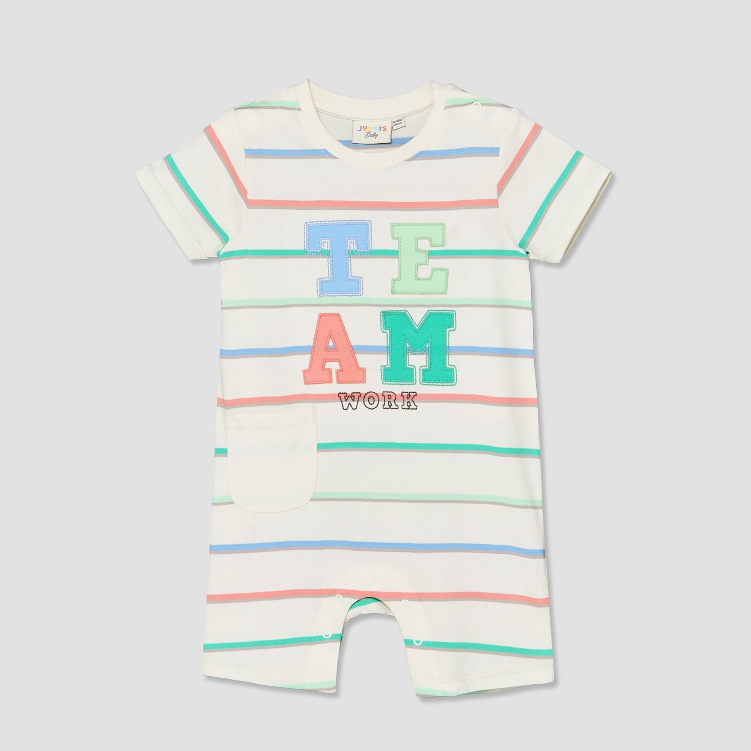 Pack of 2 Juniors Round Neck Short Sleeves Romper with Applique Detail