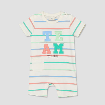 Pack of 2 Juniors Round Neck Short Sleeves Romper with Applique Detail