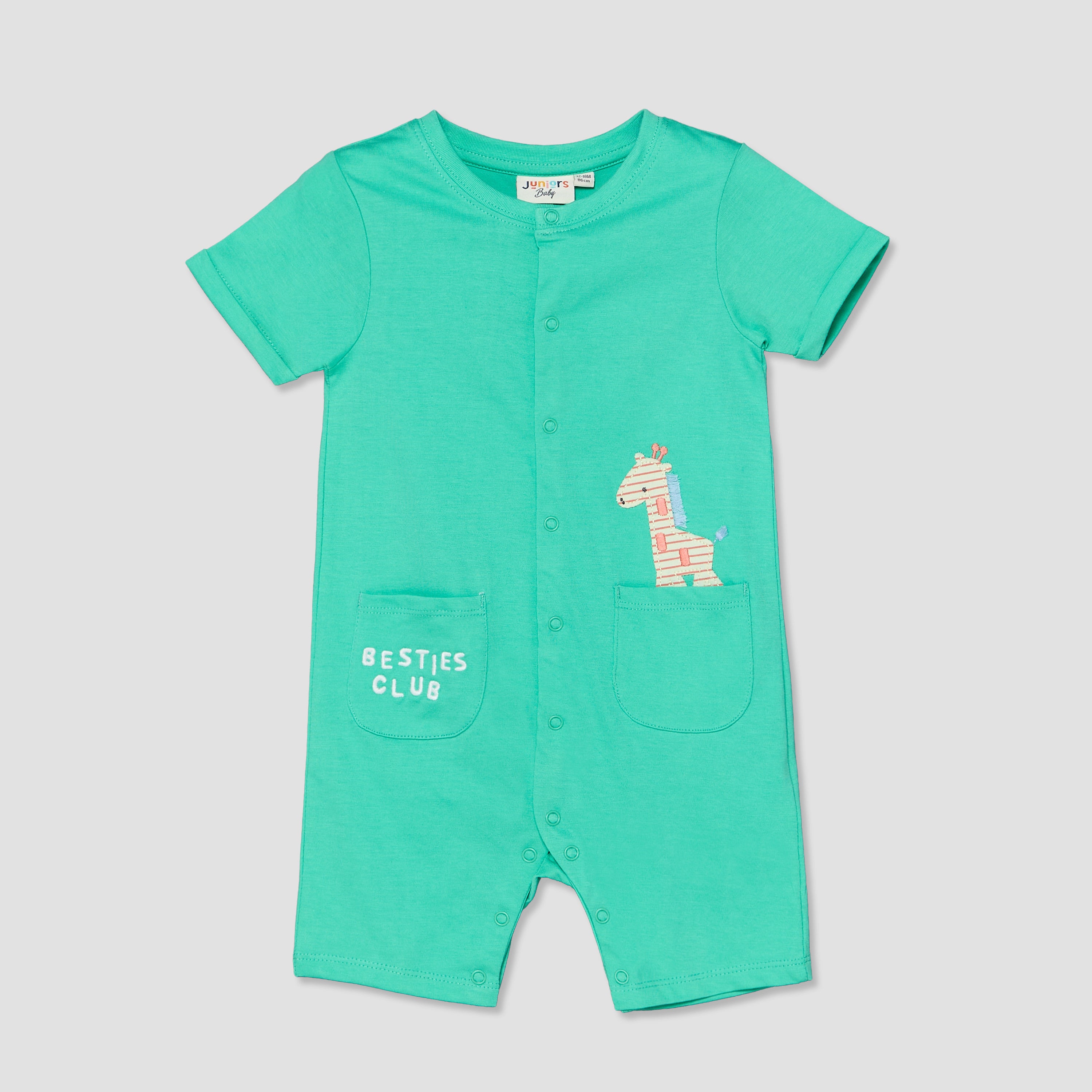Pack of 2 Juniors Round Neck Short Sleeves Romper with Applique Detail